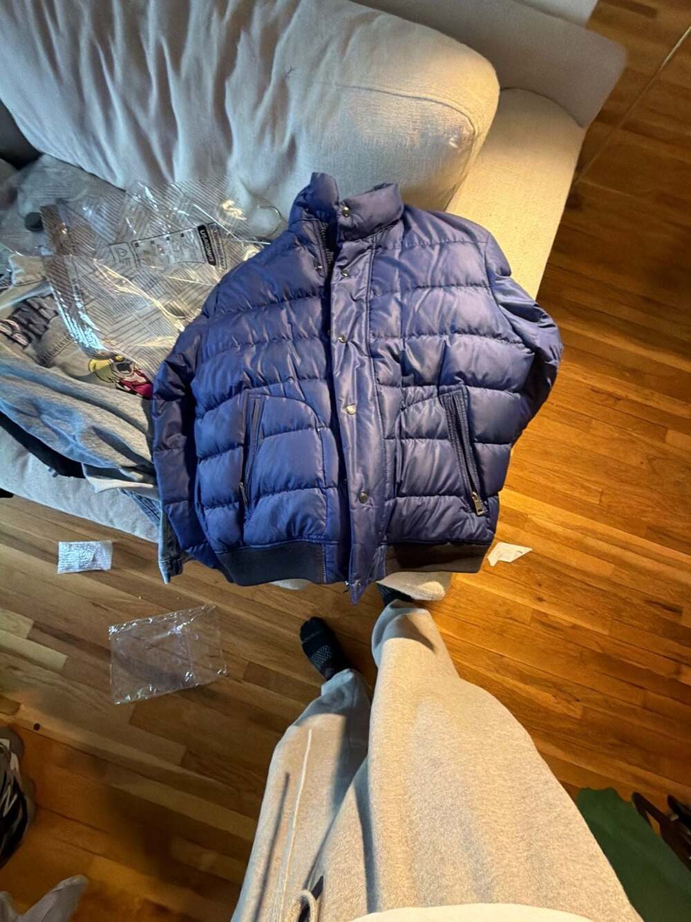 Burberry Brit Puffer Jacket Size XL Blue Check Lined